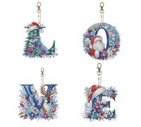DoxQcs Kit de llaveros de letras de mariposa de Navidad con pintura artística de diamantes, colgante para colgar llaves (perforación de doble cara) - amor