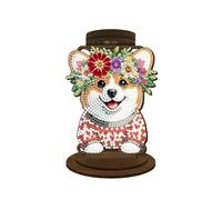 DoxQcs Mandala, portavelas de diamante, pintura artística de madera, decoración del hogar, adornos de Navidad y Halloween (diamante de doble cara) #32, perro