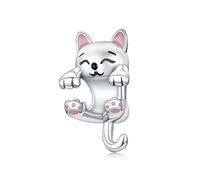 Doyafer 925 Plata De Ley Encanto Lindo Gato Encanto Ajuste Pulsera Collar Colgante Regalos De CumpleañOs De Vacaciones Para Amigos Y Familia