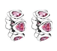Doyafer 925 Plata Esterlina Encantos Rosa CorazóN De Silicona Separador Cuentas Para Las Pulseras De Encantos De Las Mujeres 2 Por Paquete