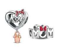 Doyafer 925 Plata Esterlina Mamá Cuentas Encantos Para Las Mujeres Pulseras Collar CumpleañOs Y Vacaciones Regalo Para Mamá ( Paquete De 2)