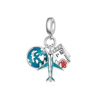 Doyafer AvióN Tierra Postal Luminoso 3 En 1 Colgante 925 Plata De Ley Ajuste Pulsera Collar Colgante Regalo De CumpleañOs Para Amigos