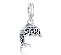 Doyafer Blue Dolphin 5a Colgante De ZircóN 925 Charm De Plata Esterlina Compatible Con Pulsera Collar Colgante Regalos De CumpleañOs Para Amigos De La Familia