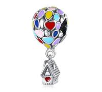 Doyafer Colorido Globo De Aire Caliente Cabina Colgante 925 Plata Colgante Ajuste Pulsera Collar Encantos Familia Amigos Regalo De CumpleañOs