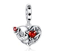 Doyafer CráNeo Colgante 925 Plata De Ley Encantos Para Las Mujeres Pulsera Vacaciones Halloween Regalos De CumpleañOs Bricolaje Encanto JoyeríA Para Amigos