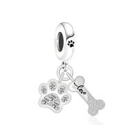 Doyafer Huella De Mascota Hueso 2 En 1 Colgante 925 Plata De Ley Charm Ajuste Collar De Mujer Colgante Regalo De JoyeríA De CumpleañOs