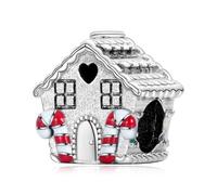 Doyafer Navidad Pan De Jengibre Casa Cuentas Ajuste La Mujer Pulsera Collar 925 Plata Ley Charms Navidad Colgante JoyeríA Para Las Mujeres