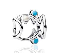 Doyafer Pino Piedra Boca Abierta Peces Charms Colgante 925 Plata De Ley Ajuste Pulsera De Las Mujeres Cuentas Colgante Regalos Charms Para Mujeres