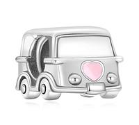 Doyafer Rosa CorazóN Coche Encanto Cuentas 925 Pulseras De Cuentas De Plata Esterlina Para Las Mujeres Encantos Regalos De CumpleañOs Para Amigos De La Familia
