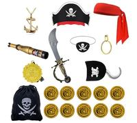 doyandader Accesorios Piratas para Niños,Conjunto de Disfraz de Halloween para Niños Pequeños - Accesorios Creativos para Disfraz de Pirata Infantil para Cosplay, Fiestas, Eventos Temáticos y Teatro
