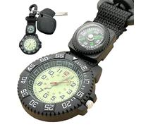 doyandader Brújula de Reloj, Reloj Unisex con mosquetón para Senderismo, brújula Impermeable Que en la Oscuridad para Hombres y Mujeres, Correr, natación, Escalada, Camping, Senderismo, Caza