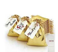 DOYIDE 100 bolsas de regalo doradas con cordón, bolsas pequeñas de joyería de 4 x 6 pulgadas, bolsas con cordón, bolsas brillantes de recuerdo de fiesta de boda, bolsas vacías para fiesta de