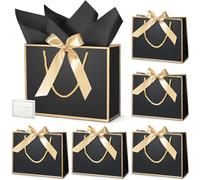 DOYIDE 30 bolsas de regalo de agradecimiento con papel de seda, bolsas de regalo de papel de 9 x 7 x 3.1 pulgadas con asas, bolsas de regalo con cinta de lazo para boda, cumpleaños, baby shower,