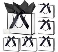 DOYIDE 30 bolsas de regalo de agradecimiento con papel de seda, bolsas de regalo de papel de 9 x 7 x 3.1 pulgadas con asas, bolsas de regalo con cinta de lazo para boda, cumpleaños, baby shower,