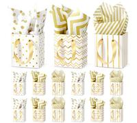 DOYIDE 30 bolsas de regalo pequeñas con asas, mini bolsas de regalo de papel de 4 x 2.7 x 4.5 pulgadas, pequeñas bolsas de regalo de fiesta con pañuelos y etiqueta de agradecimiento para Navidad, San