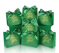 DOYIDE Paquete de 100 bolsas pequeñas de regalo de agradecimiento, 4.5 x 1.8 x 3.9 pulgadas, cajas de regalo de fiesta con cinta de lazo, pequeñas bolsas de regalo de papel con impresión de lámina