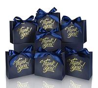 DOYIDE Paquete de 100 bolsas pequeñas de regalo de agradecimiento, 4.5 x 1.8 x 3.9 pulgadas, cajas de regalo de fiesta con cinta de lazo, pequeñas bolsas de regalo de papel con impresión de lámina