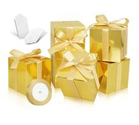 DOYIDE Paquete de 100 cajas de regalo pequeñas, cajas de regalo de 2 x 2 x 2 pulgadas, cajas de regalo de papel dorado con tapas para regalos, manualidades, cajas de cupcakes, regalos, cajas de dulces