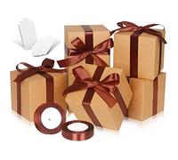 DOYIDE Paquete de 100 cajas de regalo pequeñas, cajas de regalo de 3 x 3 x 3 pulgadas, cajas de regalo de papel marrón con tapas para regalos, manualidades, cajas de cupcakes, regalos, cajas de dulces