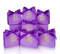 DOYIDE Paquete de 60 bolsas pequeñas de regalo de agradecimiento, 4.5 x 1.8 x 3.9 pulgadas, bolsas de regalo de fiesta con cinta de lazo, pequeñas bolsas de regalo de papel con lámina dorada impresa,