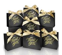 DOYIDE Pequeñas bolsas de regalo de agradecimiento, paquete de 60 mini bolsas de dulces para cumpleaños, bodas, fiestas y vacaciones, cajas de 4.5 x 1.8 x 3.9 pulgadas con cinta de lazo impresa en