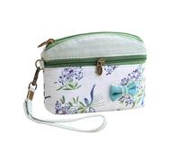 DOYIFUN Monederos florales con cremallera y bordado de flores pequeñas, bolsa de cambio para mujeres y niñas, bolsa de regalo mini de flores, monedero vintage (verde), Verde, Fresco
