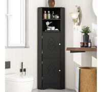 Doyisy Armario de baño con dos estantes, compartimento abierto con estante ajustable, 36,5 x 36,5 x 155 cm, color negro