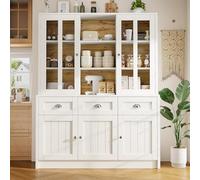 Doyisy Armarios altos para el salón (140 x 38,5 x 175 cm), armario de cocina, armario de comedor con cajones, moderno y minimalista (blanco)