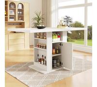 Doyisy Mesa de comedor (140 × 75 × 75 cm), con espacio de almacenamiento, mesa de cocina que ahorra espacio, mesa de comedor de almacenamiento de tres niveles para cocina y sala de estar, tapa de