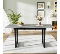 Doyisy Mesa de comedor ampliable, L140/180 x W80 x H75, estilo industrial, rectangular, mesa de café de ocio, moderna y simple de hierro, mesa de comedor multifuncional que ahorra espacio, MDF