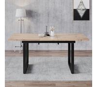 Doyisy Mesa de comedor ampliable, L140/180 x W80 x H75, estilo industrial, rectangular, mesa de ocio de café, mesa moderna simple de hierro, mesa de comedor multifuncional que ahorra espacio, MDF