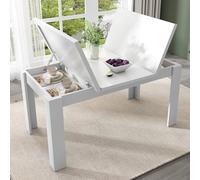 Doyisy Mesa de comedor con espacio de almacenamiento, mesa de comedor rectangular, mesa de café, espacio de almacenamiento abierto, ahorro de espacio, 120 x 70 x 75 cm, color blanco