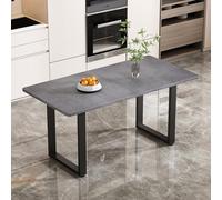 Doyisy Mesa de comedor de estilo industrial, rectangular, mesa de café, mesa de ocio moderna, sencilla de hierro, gris