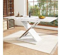 Doyisy Mesa de comedor extensible (118 - 157 x 75 cm), mesa de cocina y salón, mesa con solapa, extensible a 118 - 157 cm con ayuda de placa interior, mesa de comedor con patas cruzadas
