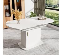Doyisy Mesa de comedor ovalada extensible, 110/130 x 70 x 75 cm, con espacio de almacenamiento, mesa de café, mesa de comedor minimalista moderna, mesa de comedor multifuncional que ahorra espacio