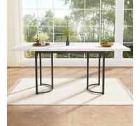 Doyisy Mesa de comedor telescópica (140-179,5 × 80 cm), mesa de comedor extensible, mesa de cocina que ahorra espacio, estructura de metal, mesa de comedor rectangular para comedor salón, blanco/negro