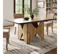 Doyisy Moderna mesa de comedor de cocina de madera, mesa de bistró, no extraíble, mesa para 4-6 personas, salón, cocina, mesa de desayuno, comedor, color madera marrón, 138,5 x 80 x 75 cm