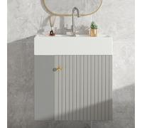 Doyisy Mueble de baño con armario para lavabo de 55 cm, armario para debajo del lavabo, pequeño mueble de baño para invitados, 55 x 31 x 66,5 cm (gris claro)