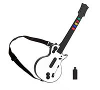 DOYO Controlador Guitar Hero para PC y PS3, Guitarra Inalámbrica para Juegos Guitar Hero 3/4/5 y Rock Band 1/2 Mandos, Guitarra Guitar Hero con Correa para Guitarra (Diez Teclas/Blanco)