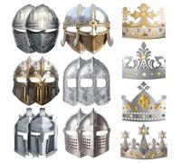 Doyomtoy 20 máscaras de caballero medieval, máscaras de papel para fiesta temática de caballero medieval, accesorios de fotos de castillo de piedra, decoraciones de fiesta de cumpleaños para niños