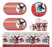 Doyomtoy Bunny vajilla de cumpleaños, accesorios para fiestas de cumpleaños infantiles, decoraciones de mesa para fiestas de cumpleaños.