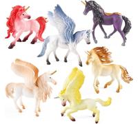 Doyomtoy Caballo Figura de Juego Unicornio Figura Caballo Elfo Mítico Modelo Pegaso Mágica Criatura Energética Caballos 6 Piezas