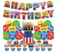 Doyomtoy Decoración de Fiesta Héroe,30Pz Decoración de Fiesta Héroes Urbanos Superhero Banner,Superhero Balloons,Cake Toppers,Adatto per Decorazioni della Festa di Compleanno dei Bambini,Baby Shower