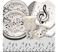 Doyomtoy - Decoración musical cumpleaños, 61 piezas, notas musicales, juego de vajilla para fiesta