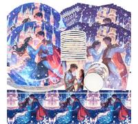 Doyomtoy Decoración para Fiestas de Princesas,61Pcs Vajilla para Fiestas de Princesas,Vajilla para Fiesta de Cumpleaños Princesa Plato Taza Servilleta Mantel,Vajilla para Fiestas Infantiles