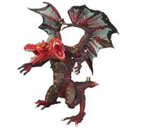 Doyomtoy Dragón de trueno de dos cabezas, juguete de dragón rojo y marrón, modelo de dinosaurio realista, juguete para niños, regalo de cumpleaños para niños