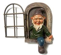 Doyomtoy Estatua de gnomo de jardín, Ventana de árbol de gnomo, Gnomos de jardín creativos, Figuras de Resina para jardín, decoración de jardín, Adornos de jardín de Hadas al Aire Libre