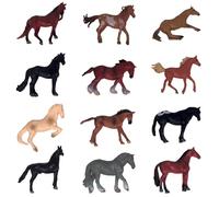 Doyomtoy Figuras de caballos, 12 unidades, figura de caballo, juego de figuras realistas de animales, juego de minifiguras de caballos para niñas y niños, decoración de tartas, fiesta de cumpleaños