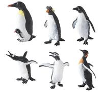 Doyomtoy Juego de 6 figuras de pingüino, modelos de animales, pingüinos de peluche, juguetes para niños, figuras de animales polares, pingüinos, ideal para regalos de fiesta y regalos de Navidad.