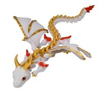 Doyomtoy Modelo de dragón de doble cuerno, alas multiarticulado, réplica realista de dragón impreso en 3D, dragón de doble cuerno, juguete para niños